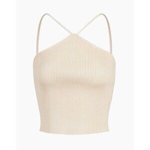 Commense Women's Mermaid Basic Ribbed Top Knit Slim Fit Off White Size Small NWT